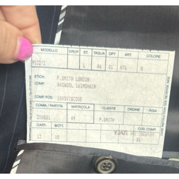 Paul Smith Mens Mohair Wool Blazer Suit Jacket 46 L Navy Pinstripe Pants Italy - Picture 9 of 14